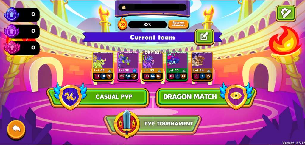 Dragonary's pvp screen selection