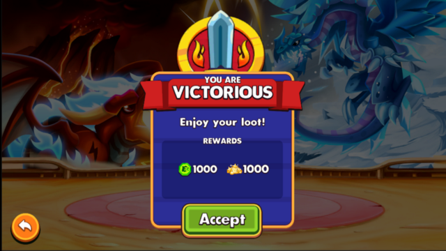Victory screen on dragon match