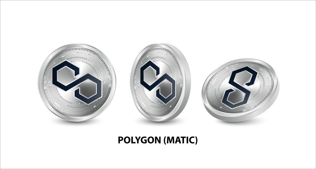 polygon matic crypto token in silver
