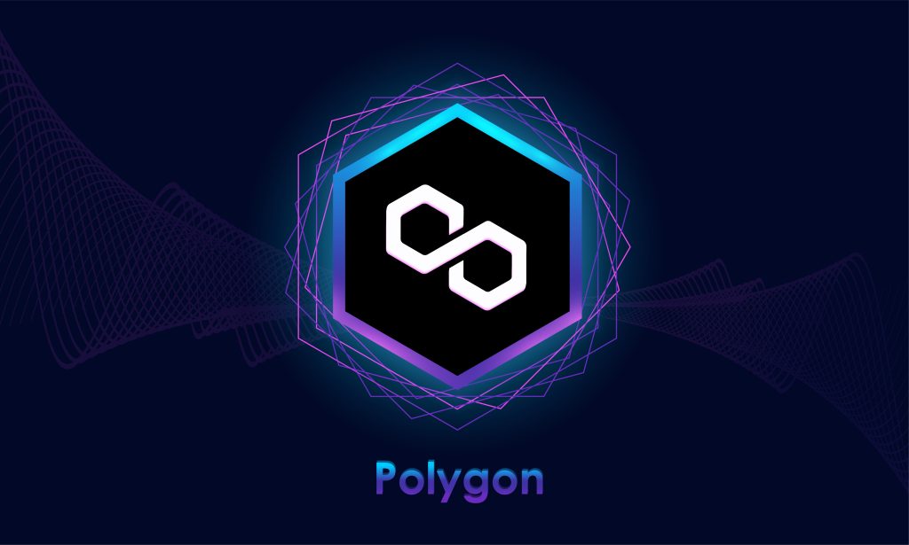 Logo del token de polygon blockchain 