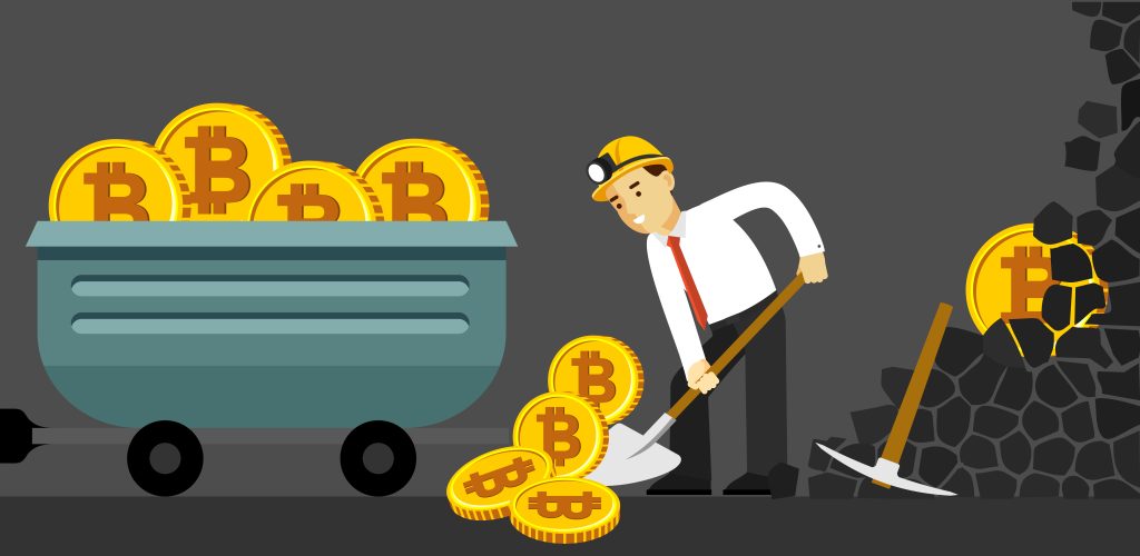 Representación del proceso de minería de bitcoin