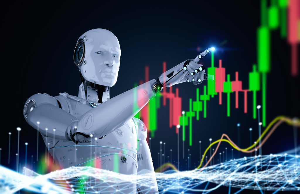 robot-analyze-stock-market-big-data. Example of how an AMM works in crypto.