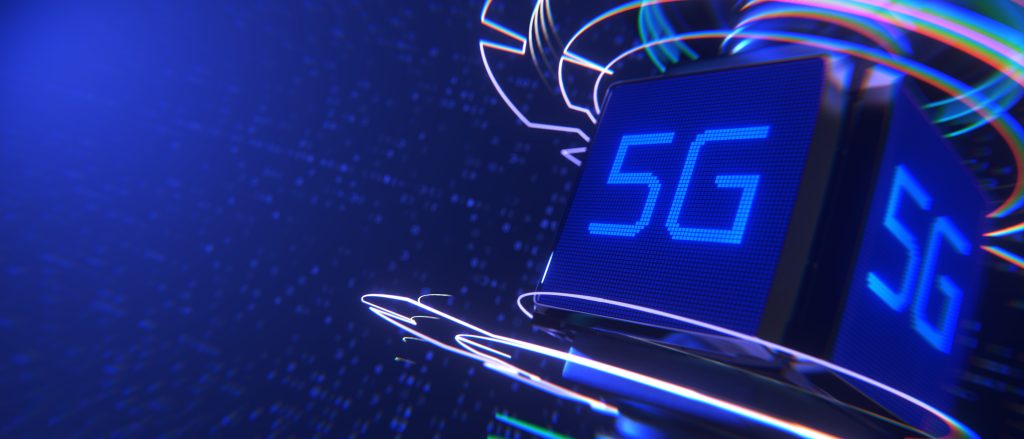 5g communication concept. Abstract background with the inscription 5g. 3d rendering..