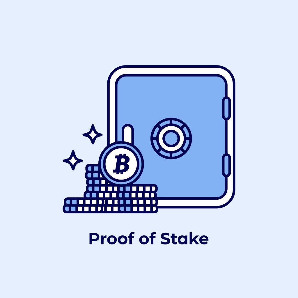 proof-of-work vs proof-of-stake. Proof of Stake (POS) icon. Crypto Staking concept. vector