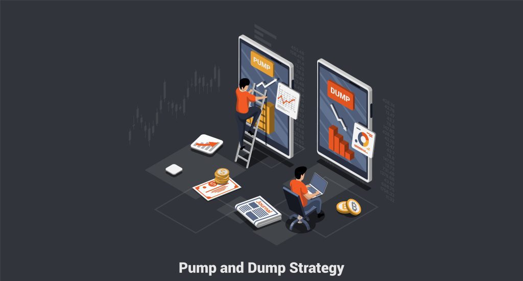 Stock Market Practice of Inflating Stock Prices to Produce Value, Dump And Pump. Man Market Maker Is Manipulating By Market And Moving Price On Stock Market Exchange. Isometric 3d Vector Illustration.