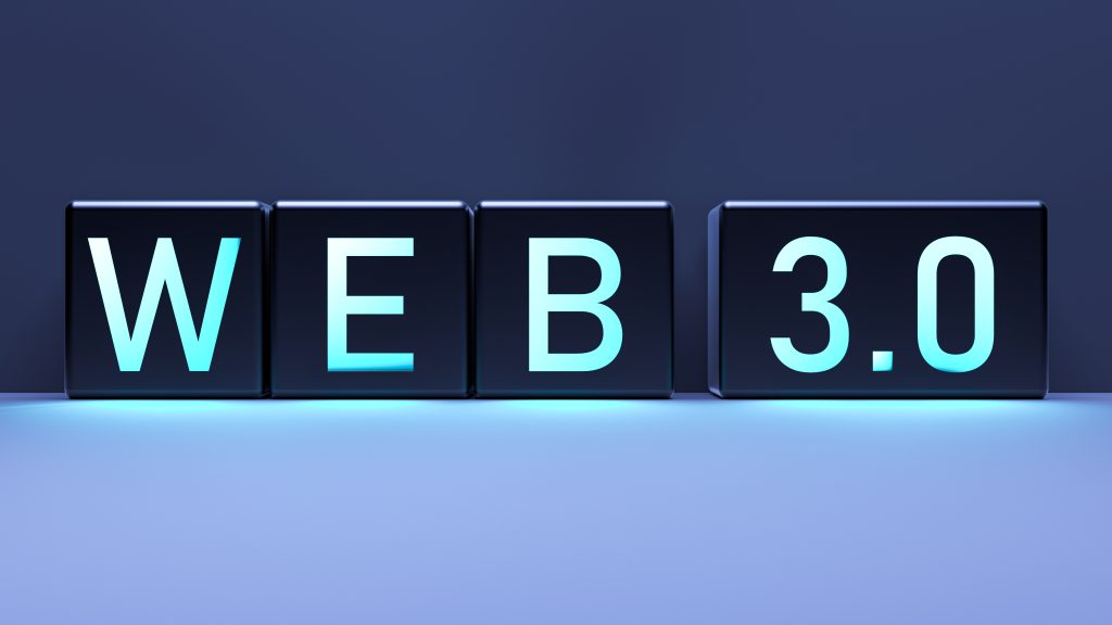 The WEB 3.0 internet technology,network neon text on cubes. Modern technologies of the Internet, the global network. Web 2 vs Web 3