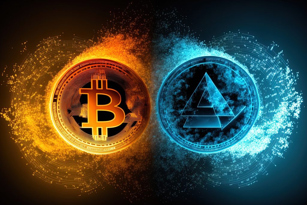 Bitcoin vs Altcoins cryptocurrency concept
